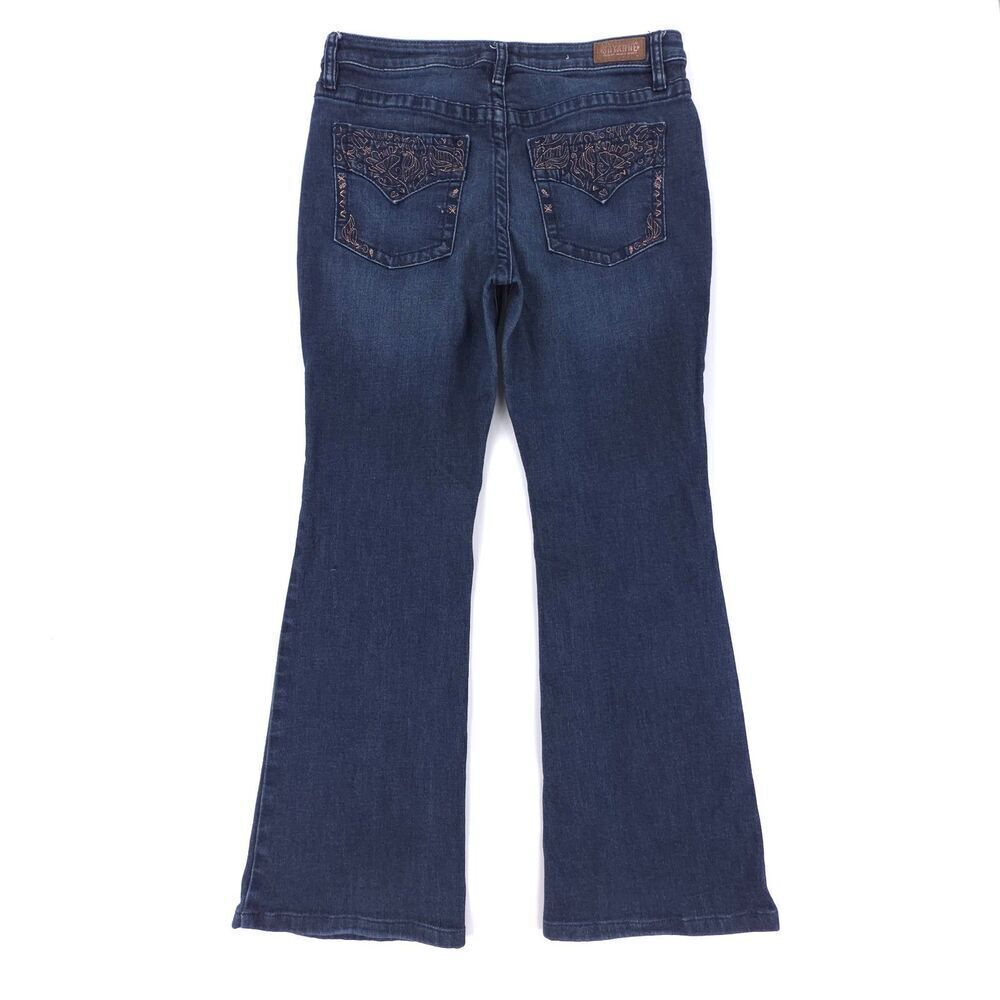 SHYANNE Embroidered Bootcut Flare Jeans Dark Wash Denim Western Boho Cowgirl 32
